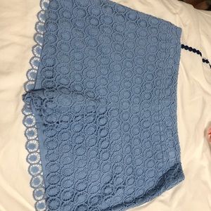 Baby Blue Lace Crochet Shorts